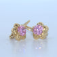 14K Gold | Pink Stone Flower Earrings