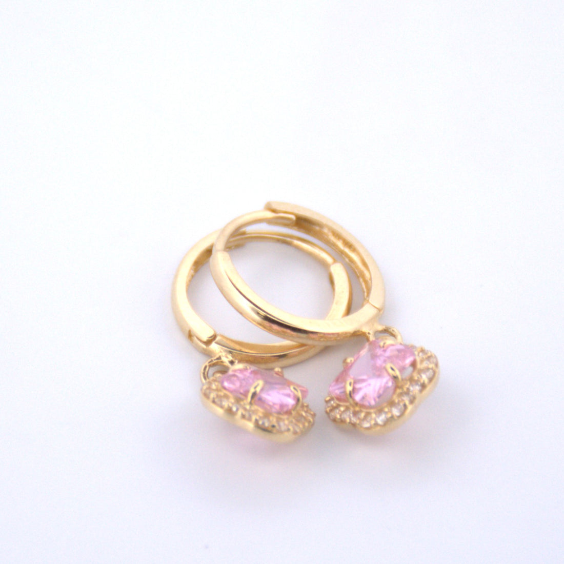 14K Gold | Y Pink Halo Clover Drop Earrings