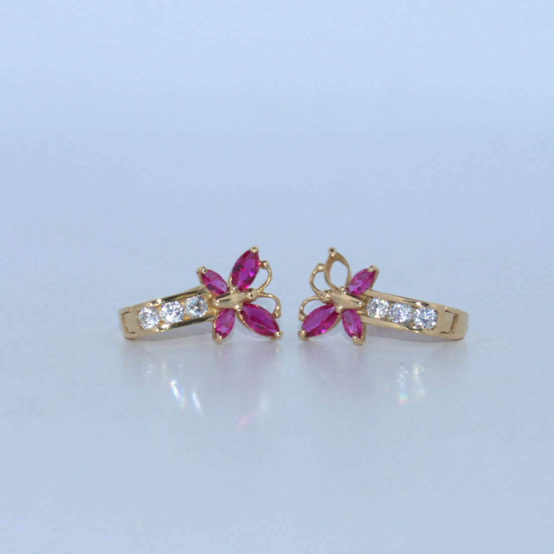 14K Gold | Butterfly Huggie Earrings
