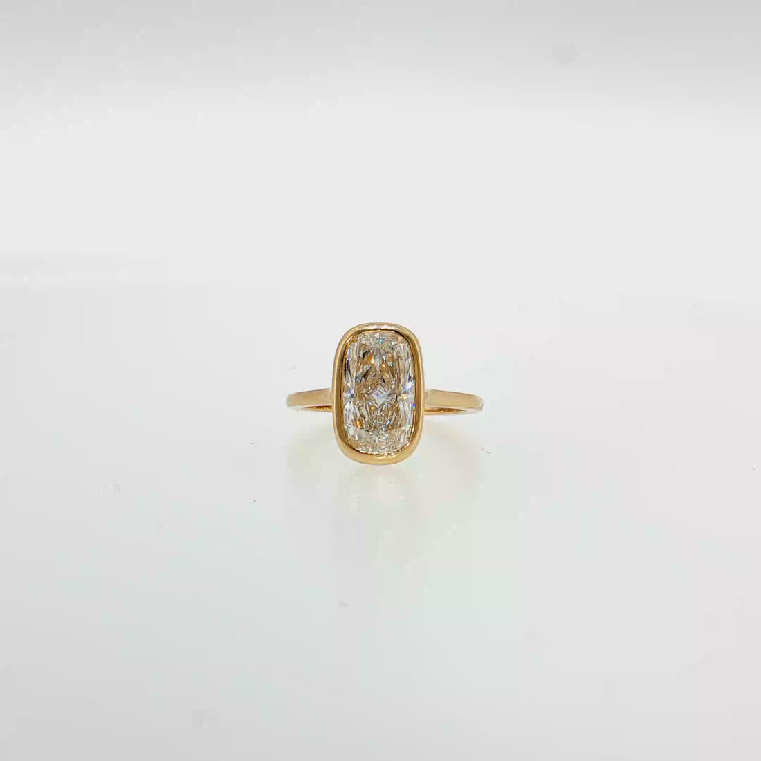 14K Gold | Yellow Gold 3.06CT Bezel Elongated Cushion Brilliant Cut Engagement Ring
