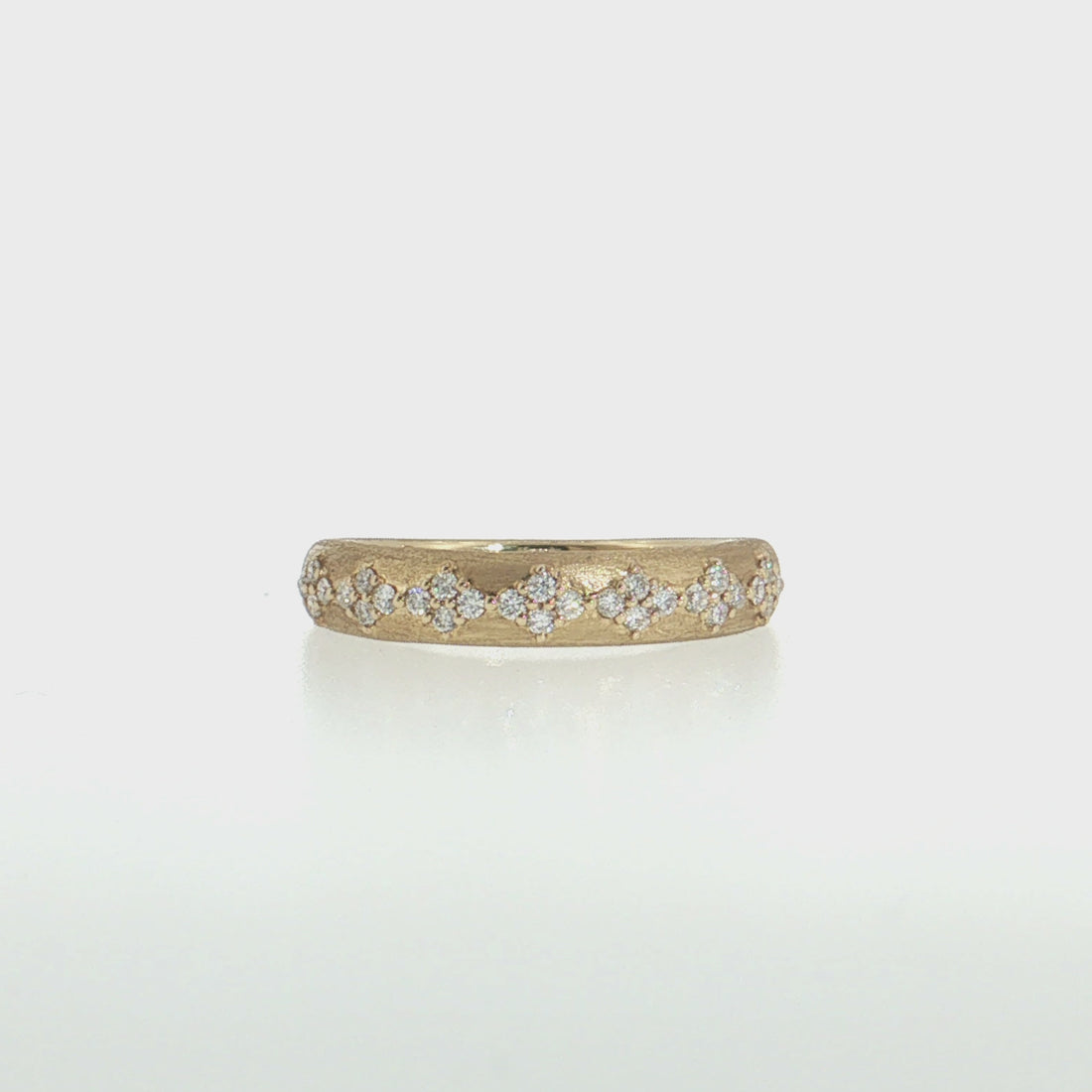 14K Gold |  0.21 cttw Natural Diamond 4mm Satin Diamond Pattern Band 