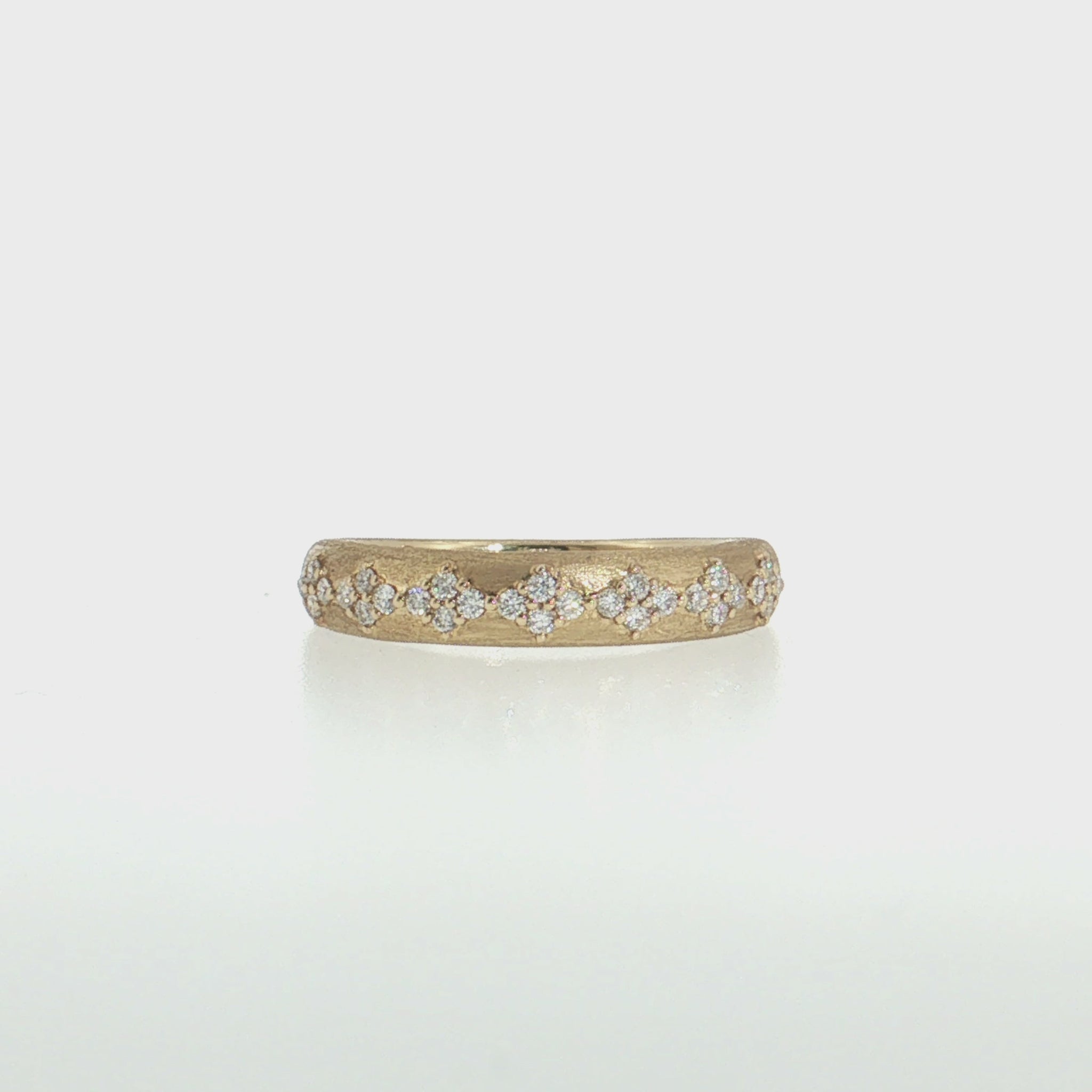 14K Gold |  0.21 cttw Natural Diamond 4mm Satin Diamond Pattern Band 
