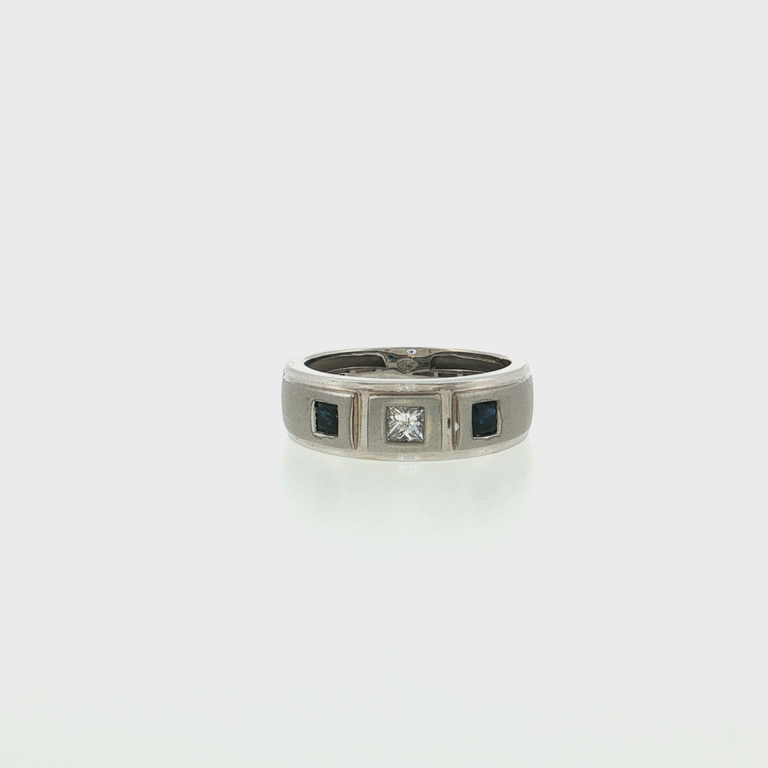 14K Gold | WG .17ct Natural Diamond with Sapphire Band