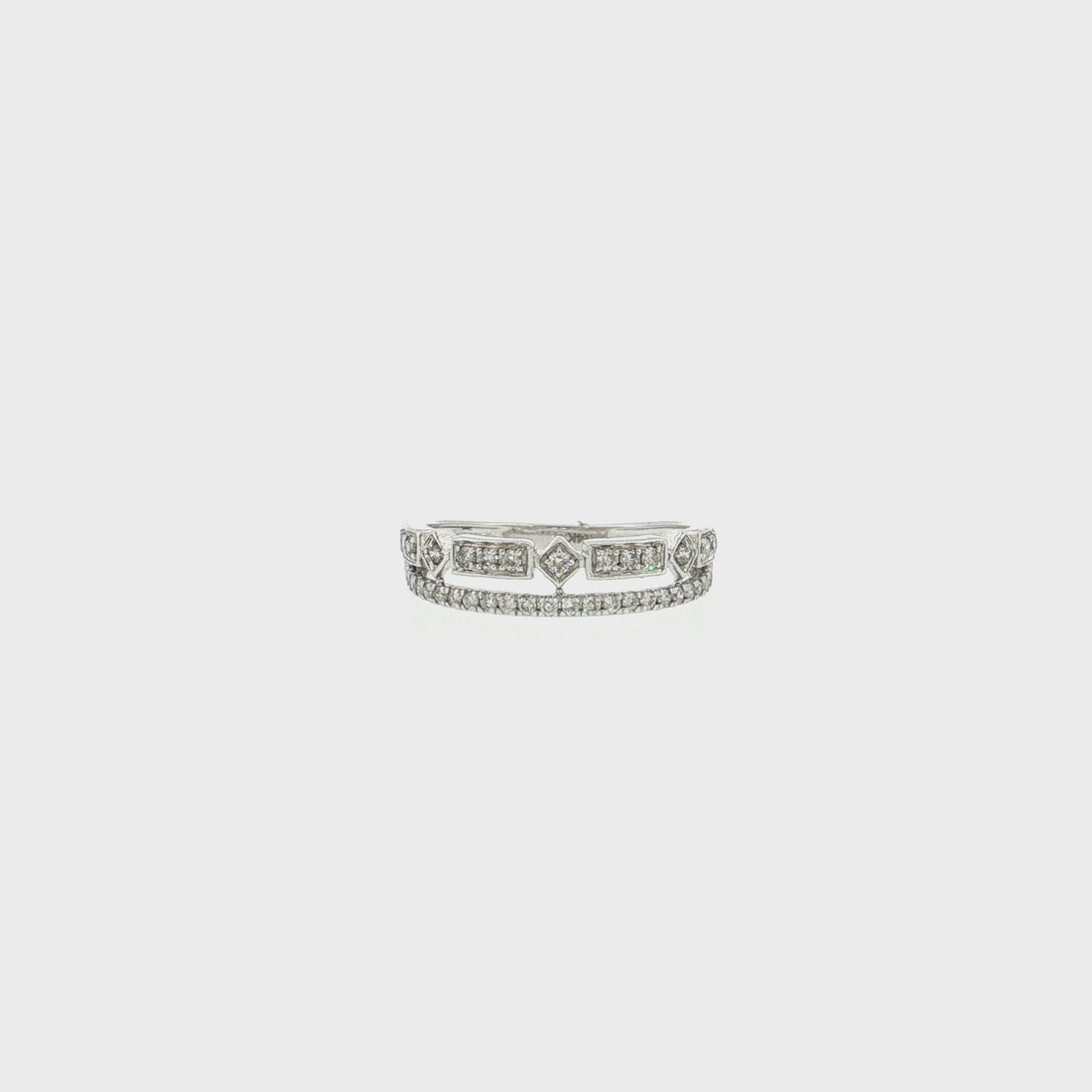 14K Gold | .40ct Natural Diamond 14K White Gold Double Layer Wedding Band