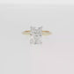 14K Gold | White and Yellow Gold 3CT Rectangular Brilliant Cut Lab Diamond with Hidden Halo and Pavé Band Engagement Ring