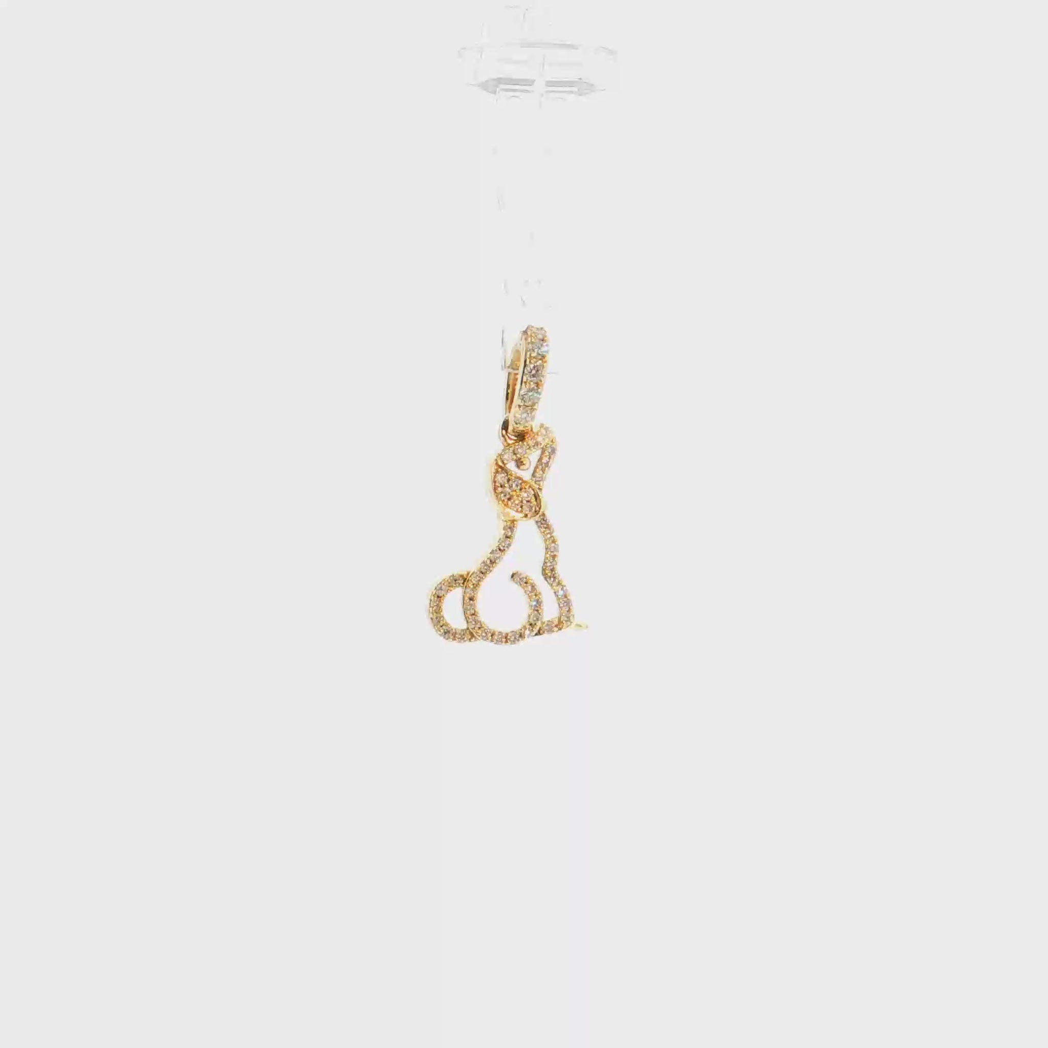 14K Gold | Large Dog Silhouette Pendant with .07cttw Natural Round Diamonds