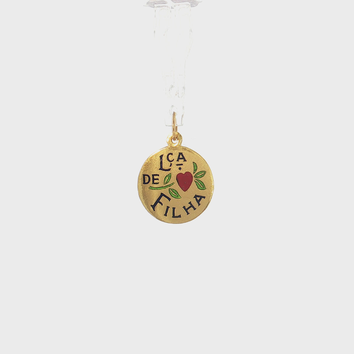 19.2K Portuguese Gold Round Lca De Filha Daughter Large Charm Video