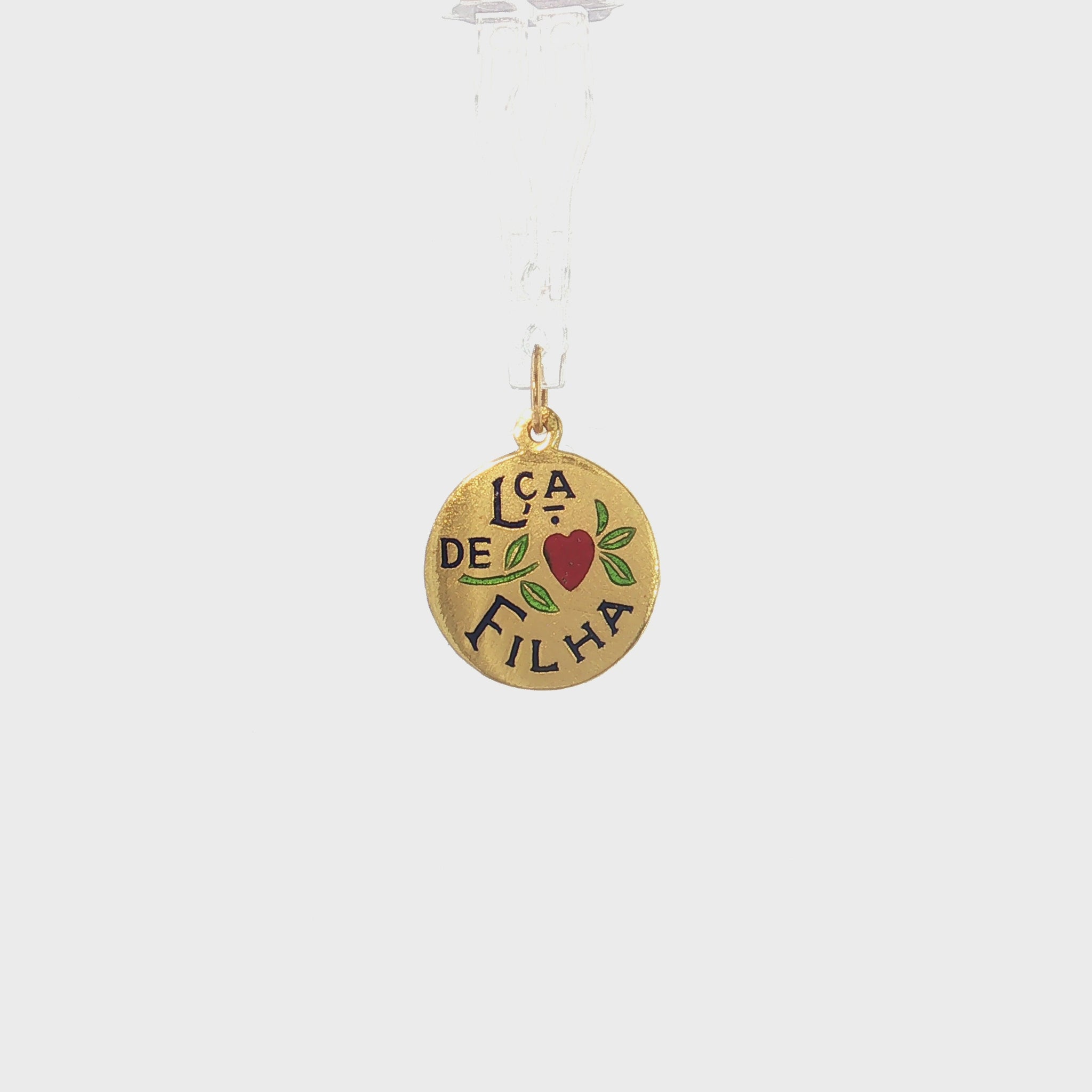 19.2K Portuguese Gold Round Lca De Filha Daughter Large Charm Video