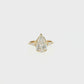 14K Gold | YG 3.01 CT Lab Pear w/ .13ct  Natural Marquise Diamond Accents & .05ct Round Halo