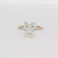 14K Gold | Yellow Gold 4.03 ct Rectangular Brilliant Cut Lab Diamond Hidden Halo and Pavé Band Engagement Ring