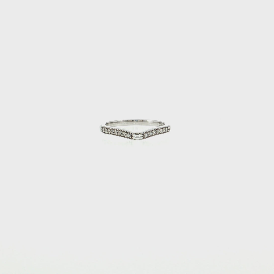 14K Gold | 0.13cttw WG Natural Diamond Shadow Band – Baguette Diamond Center