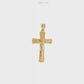 19.2K Portuguese Gold | Flat Detailed Polished Cross with Matte Border with Jesus Charm Pendant