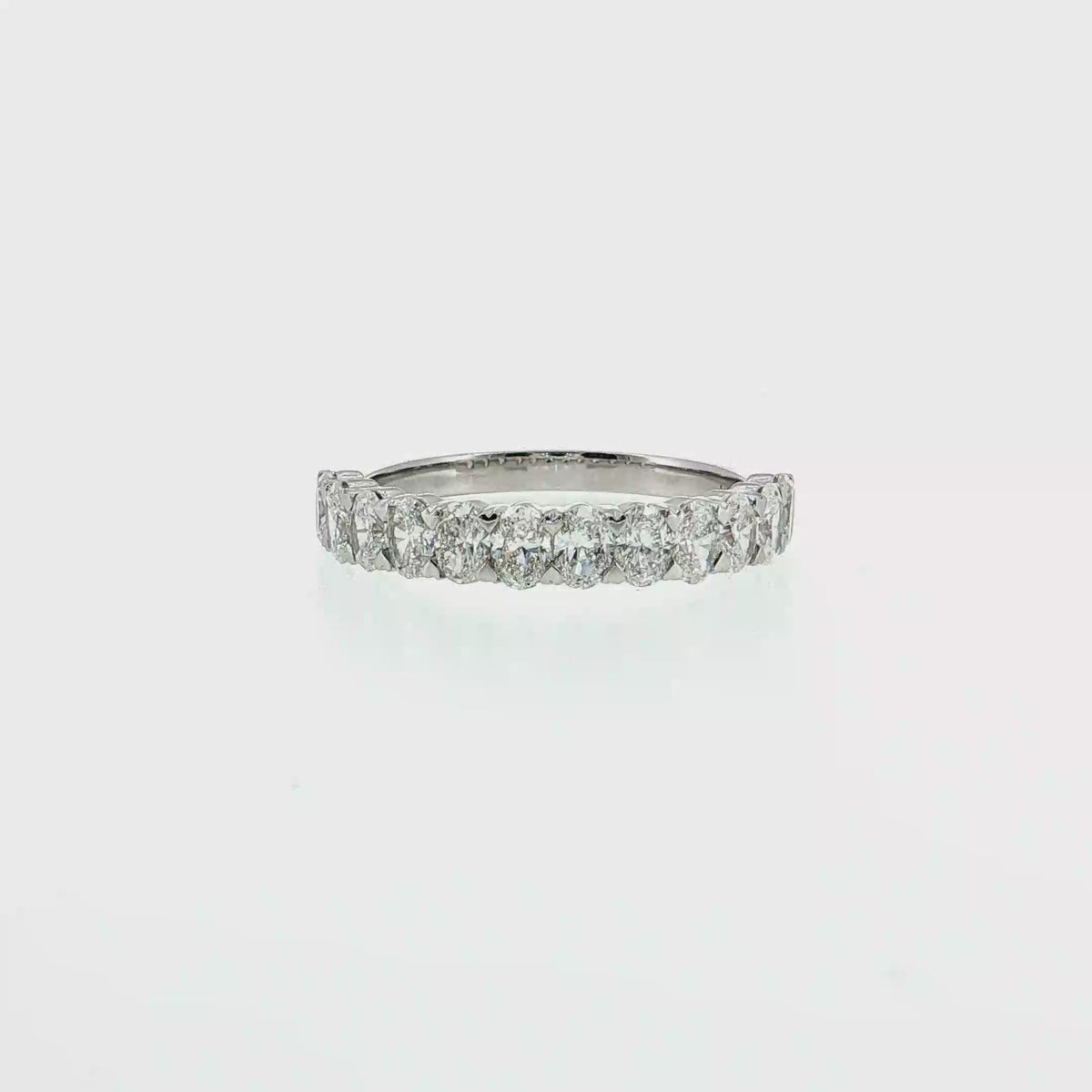 14K Gold | White Gold 1.08 CT Oval Brilliant Cut Diamond Half Eternity Wedding/Anniversary Band 