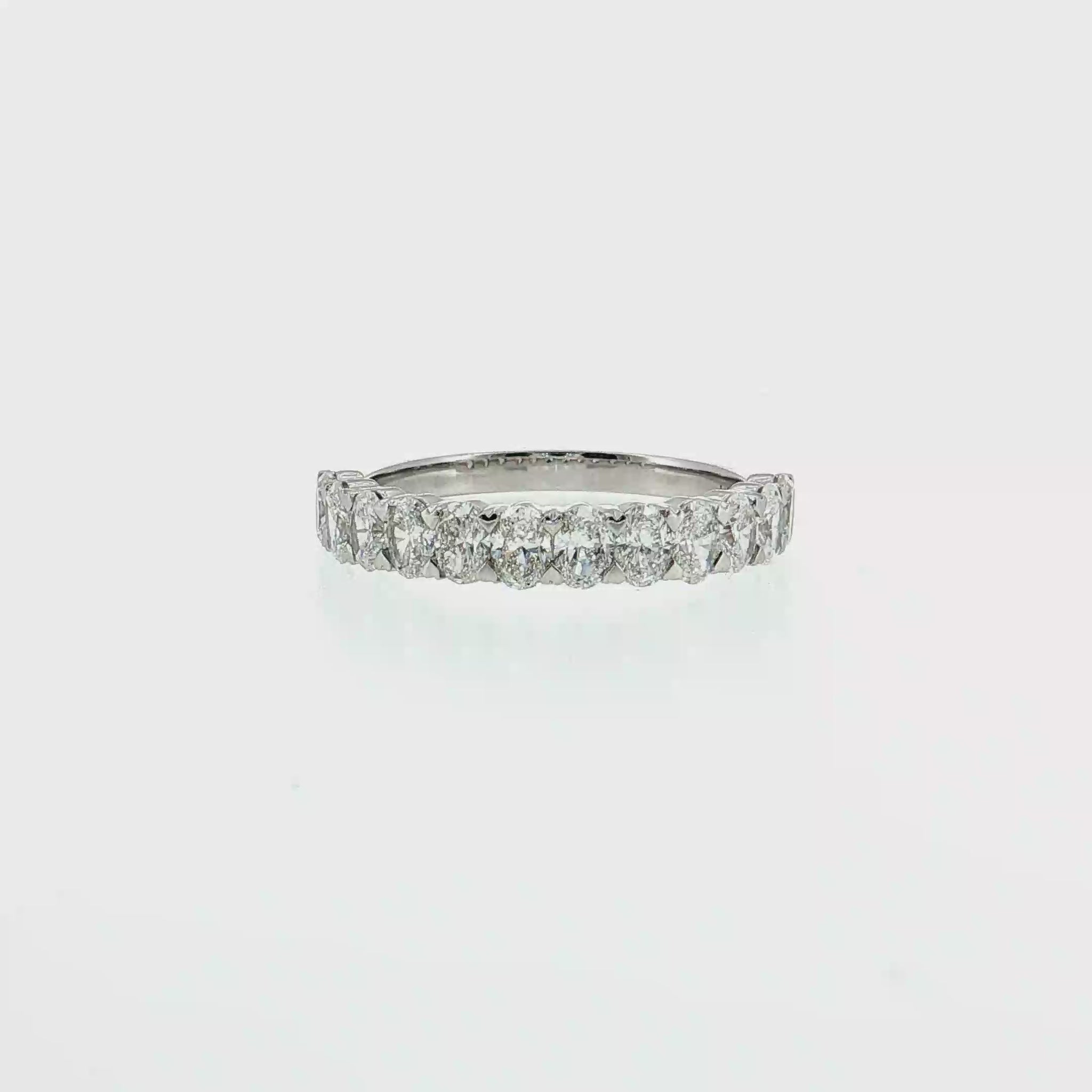 14K Gold | White Gold 1.08 CT Oval Brilliant Cut Diamond Half Eternity Wedding/Anniversary Band 