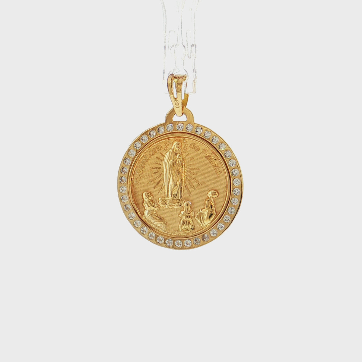19.2K Portuguese Gold | N. Senhora De Fatima CZ Charm Pendant (Our Lady of Fatima)