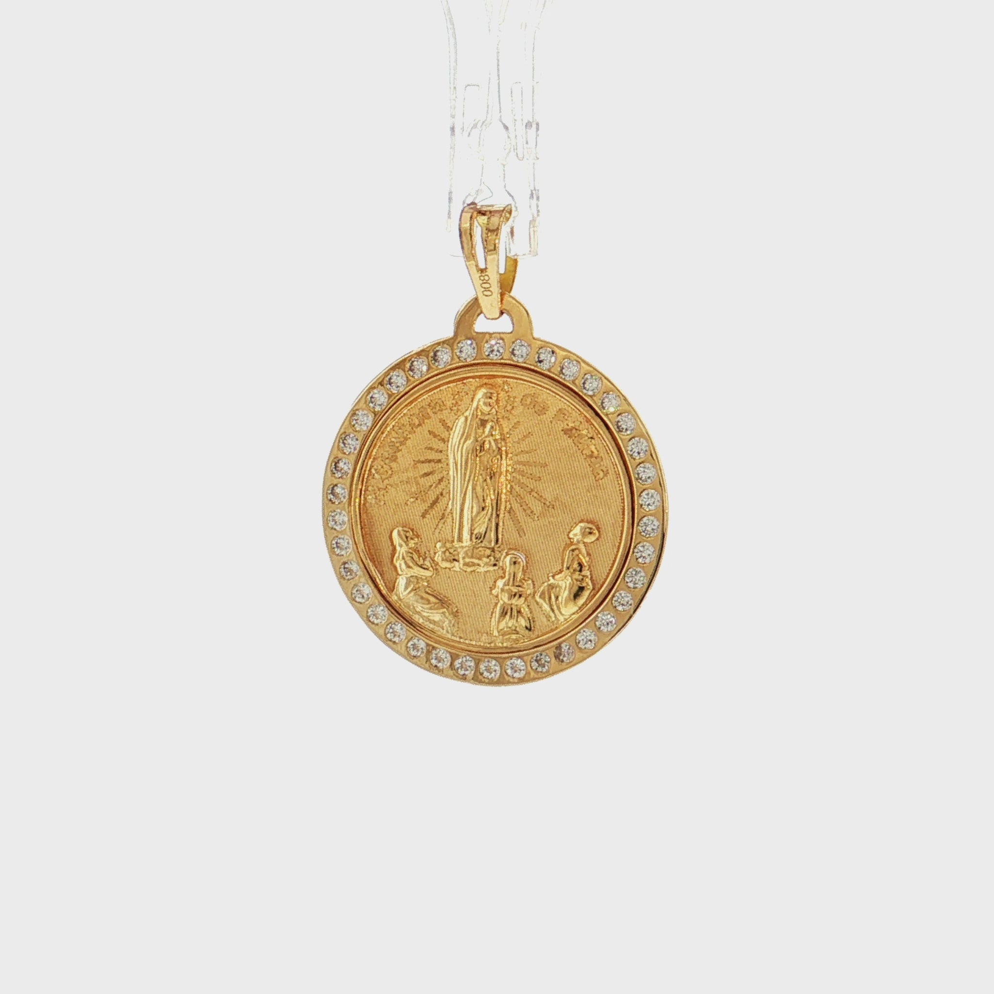 19.2K Portuguese Gold | N. Senhora De Fatima CZ Charm Pendant (Our Lady of Fatima)