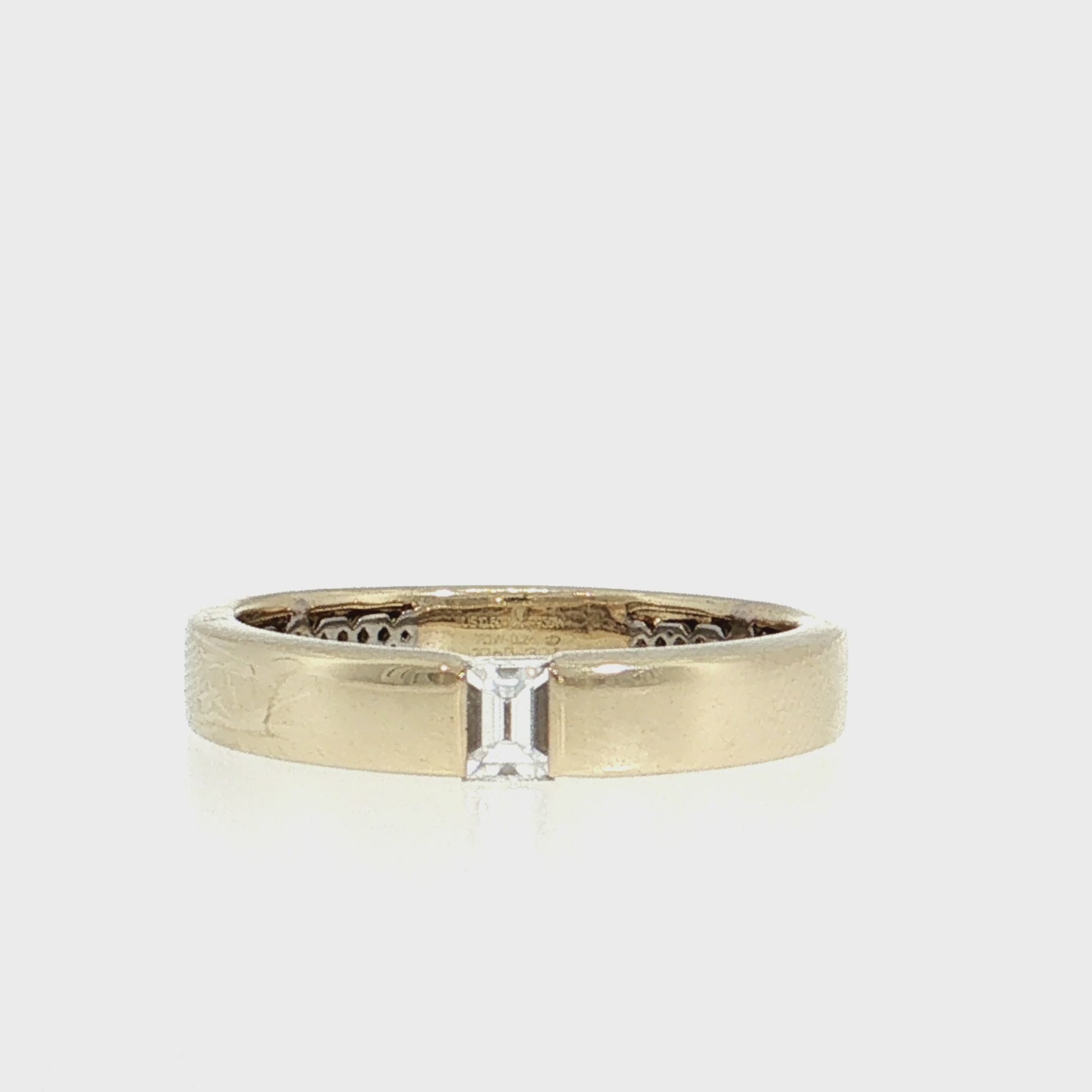 14K Gold & 950 Platinum | Yellow Gold Natural Diamond Sideways Baguette Wedding Band for Women