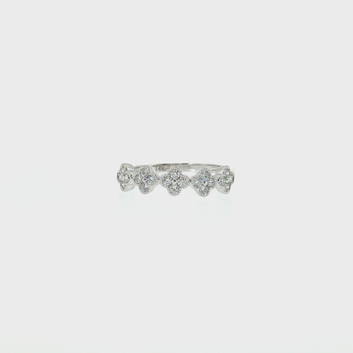 14K Gold | 0.28 cttw Natural Diamond Florette Clover Ring white gold