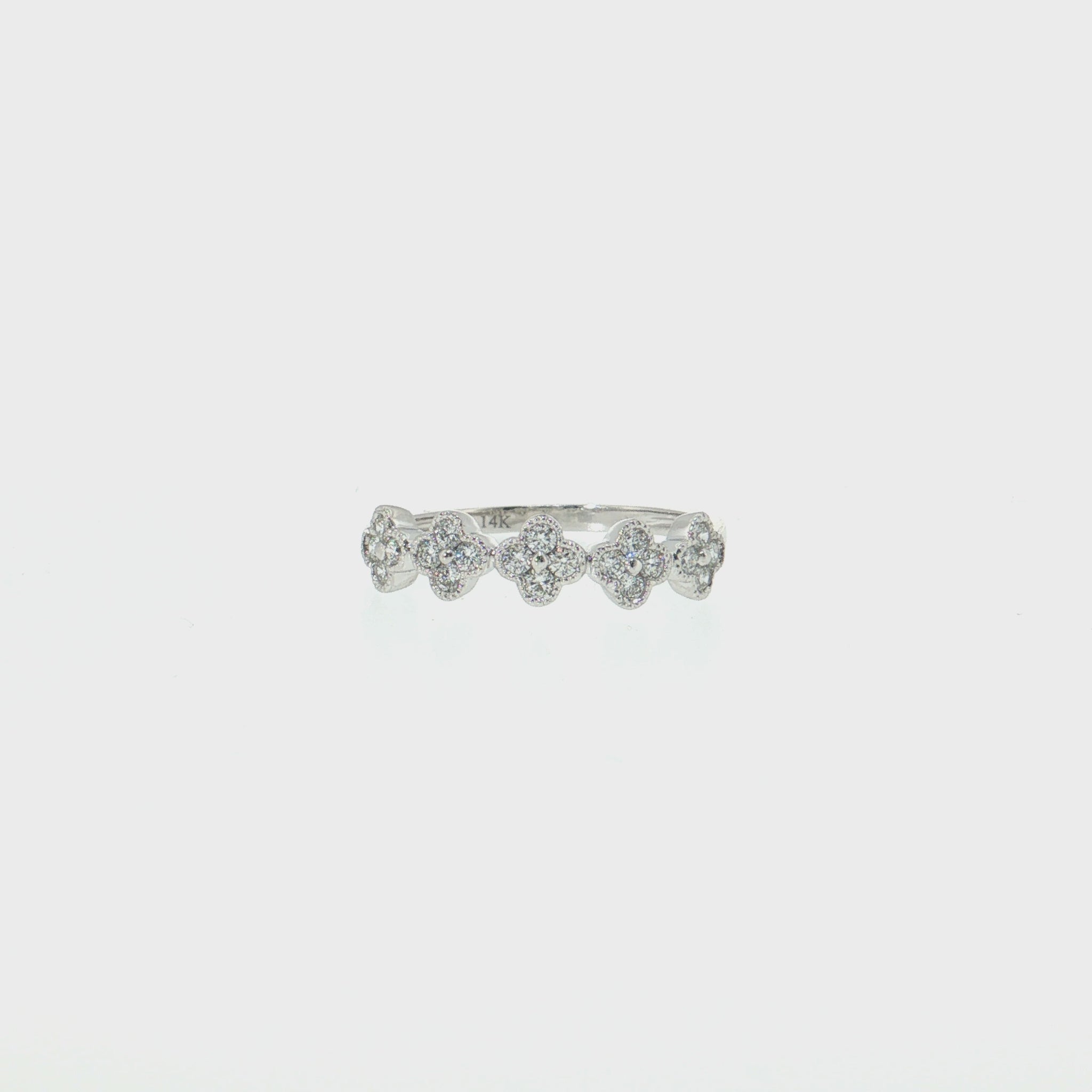 14K Gold | 0.28 cttw Natural Diamond Florette Clover Ring white gold