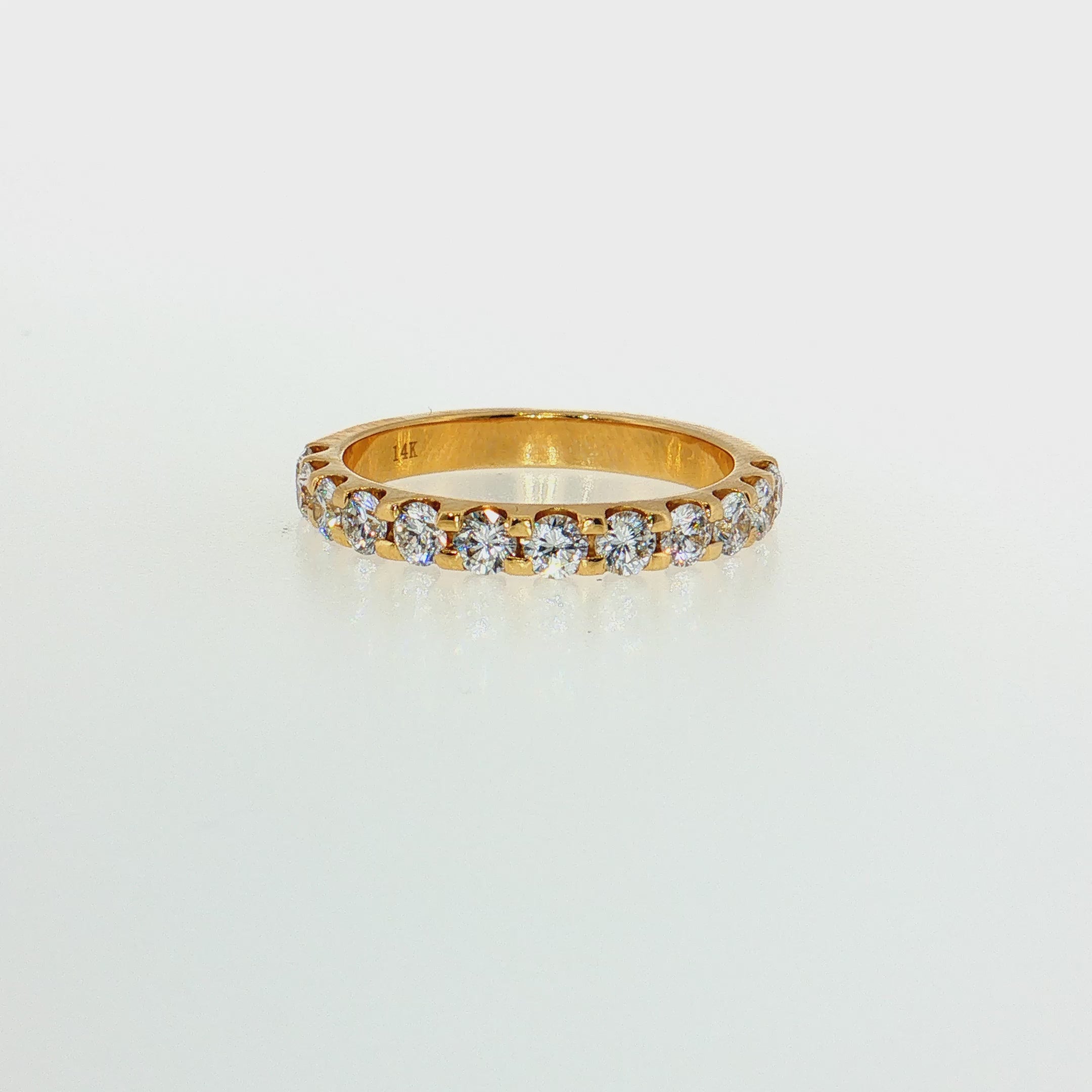 14K Gold | .91cttw Half Eternity Yellow Gold Lab Diamond Wedding Band