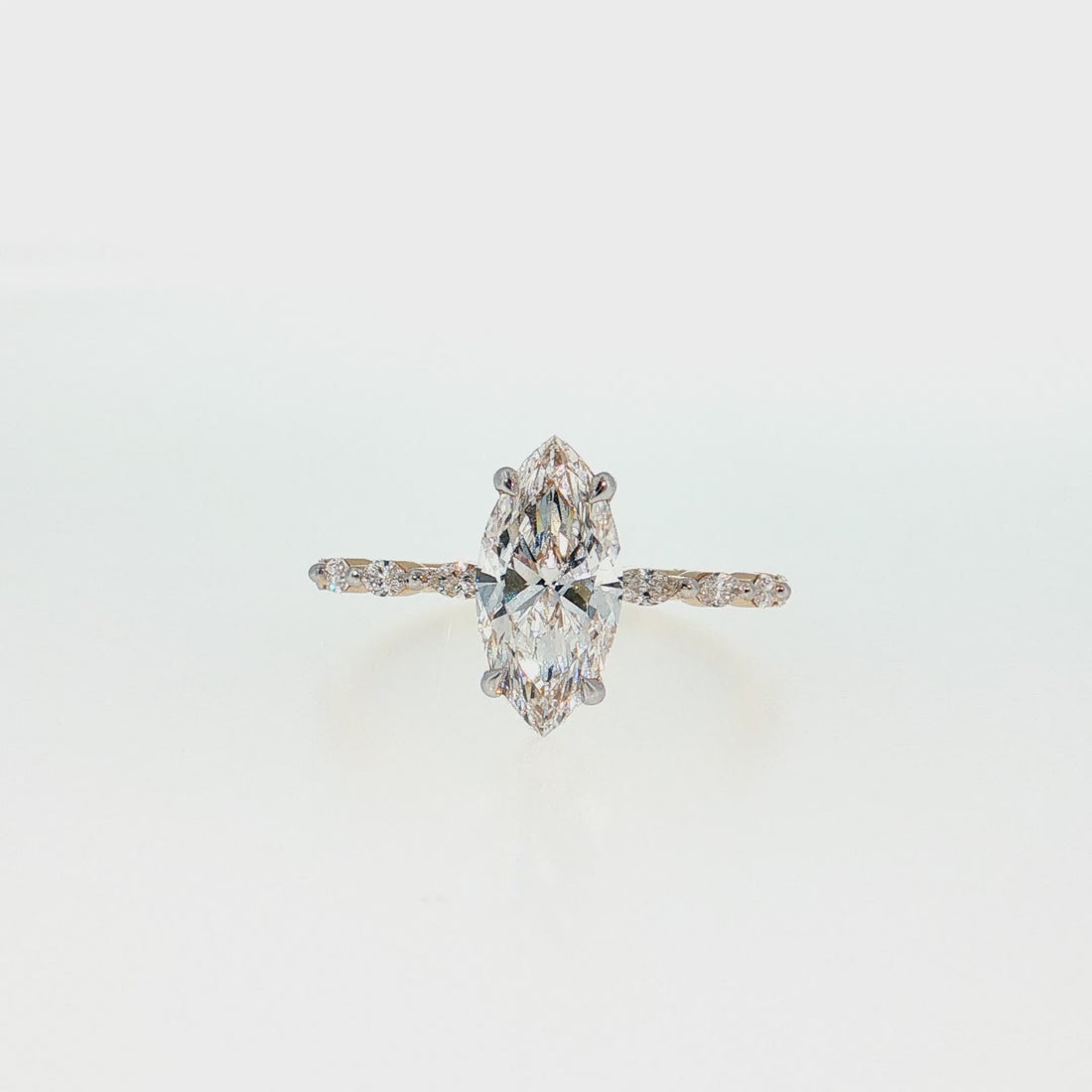 14K Gold | Yellow Gold 1.85CT Marquise Lab Diamond with Accented Band Engagement Ring