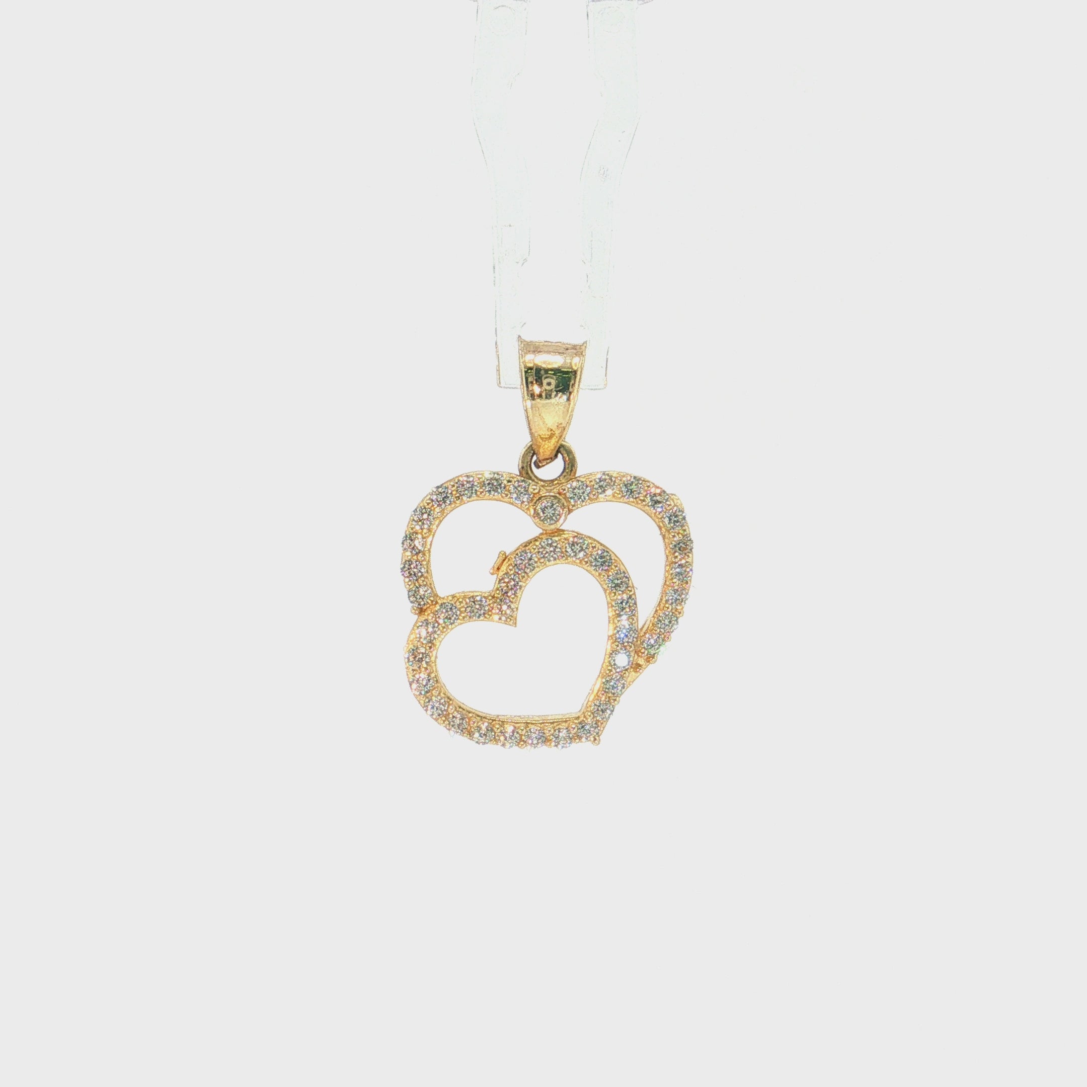 14K Gold | Double CZ Heart Charm