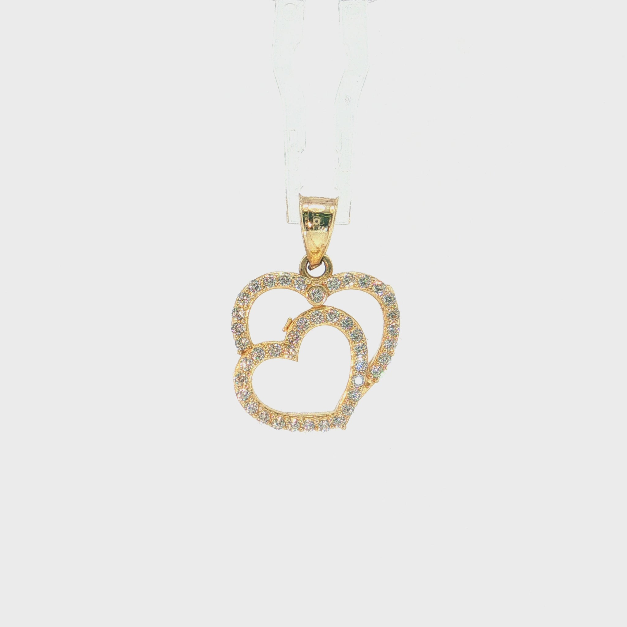 14K Gold | Double CZ Heart Charm