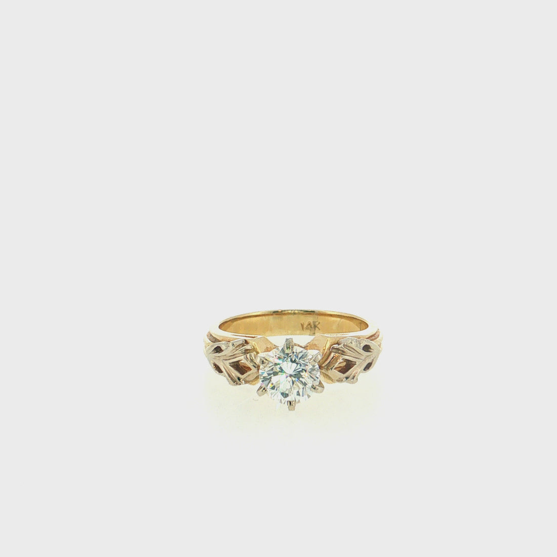 14K Gold | .91ct VS Natural Round Diamond Yellow Gold Engagement Ring