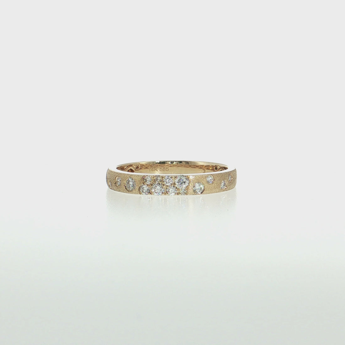 14K Gold |  0.28 cttw Natural Diamond 3.1mm Satin Finish Flush Set Diamond Band