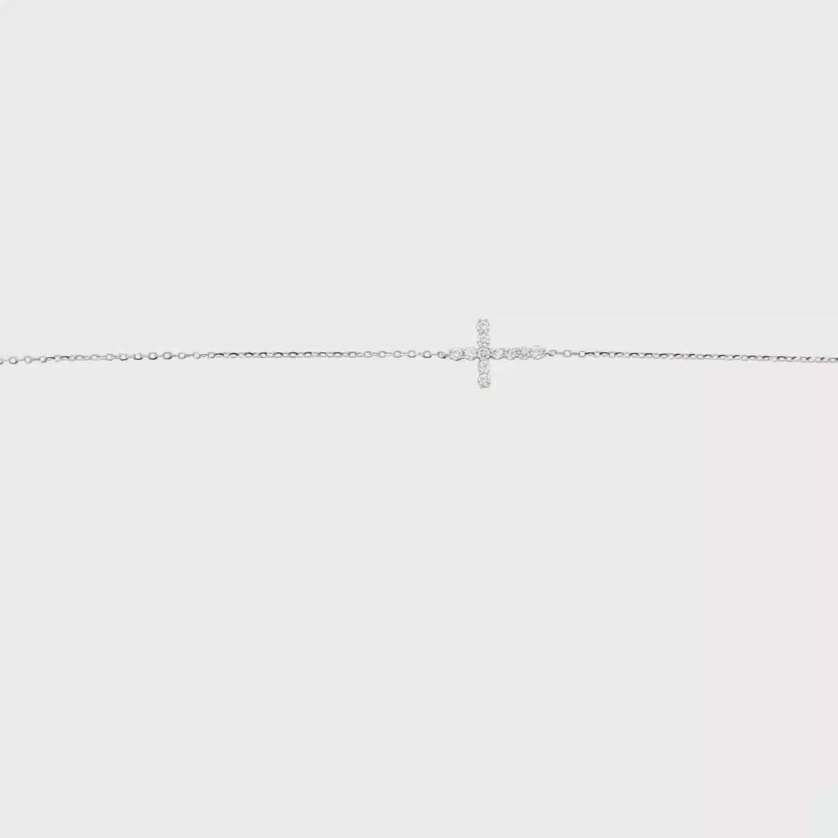 14K Gold | 7" Natural Diamond Cross Bracelet white gold