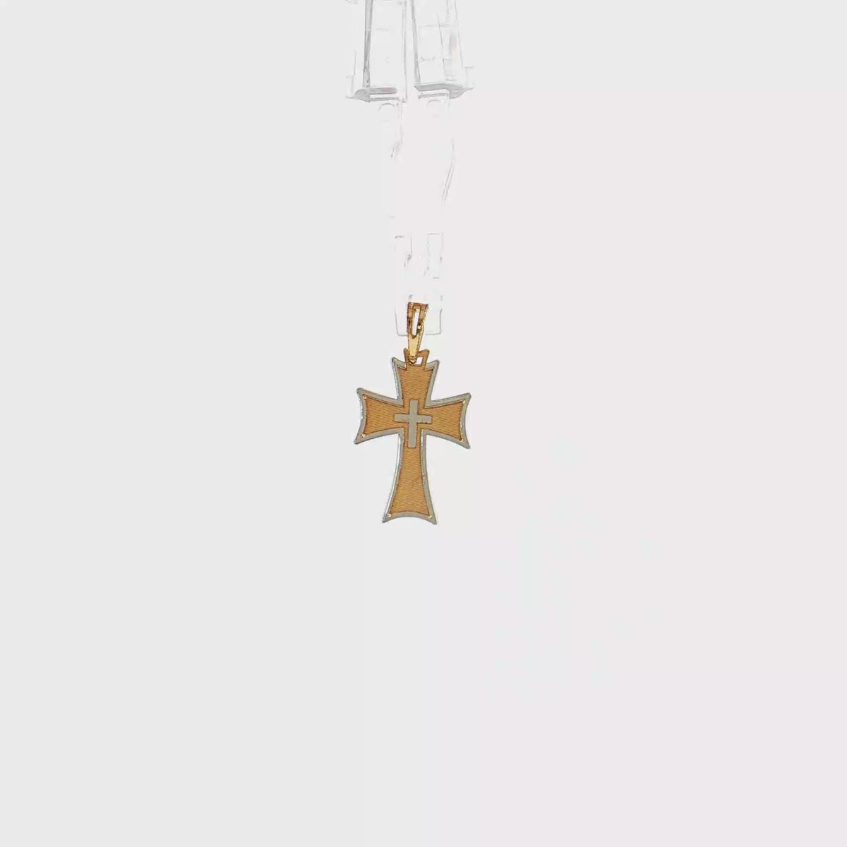 19.2K Portuguese Gold | Small Two Tone Cross in Cross Charm Pendant Video