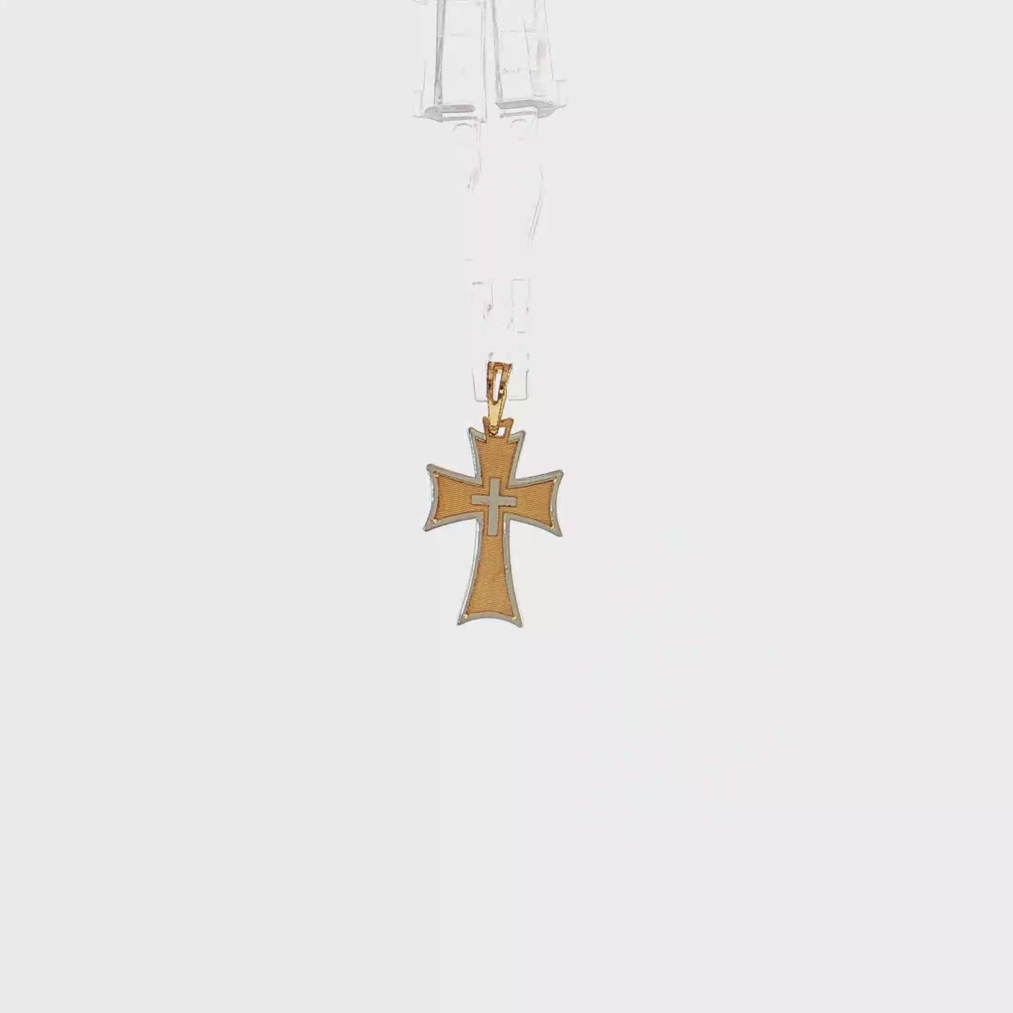 19.2K Portuguese Gold | Small Two Tone Cross in Cross Charm Pendant Video