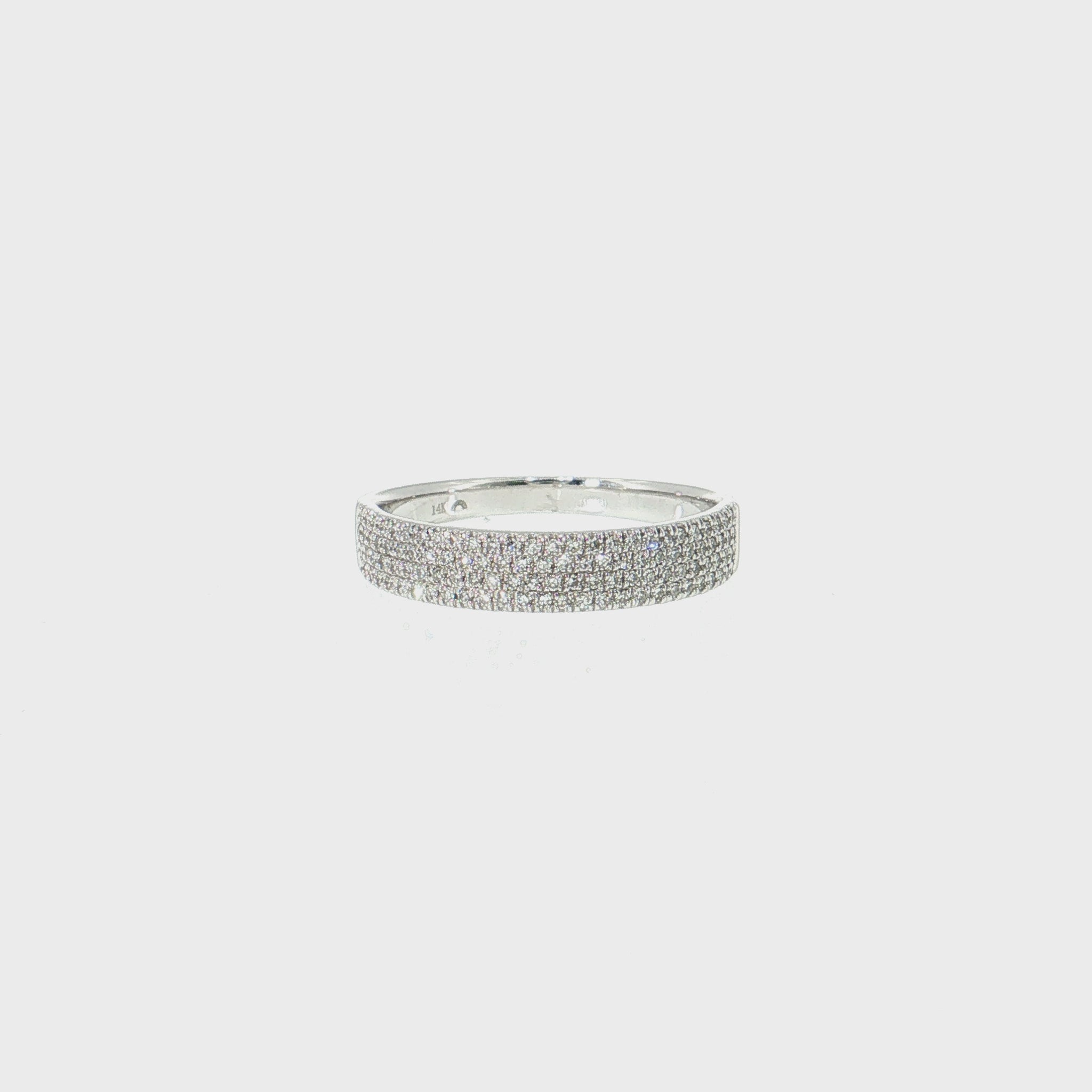 14k Gold | 0.23 cttw Natural Diamond 4 Row Pave Ring white gold