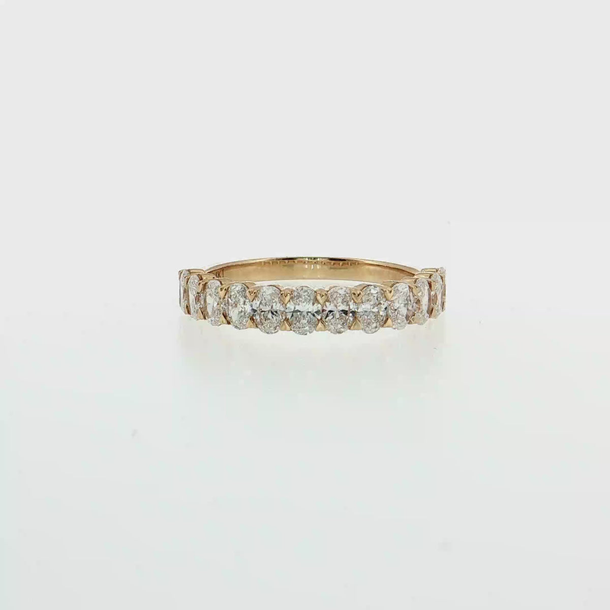 14K Gold | Yellow Gold 1.17 cttw Oval Brilliant Cut Diamond Half Eternity Wedding/Anniversary Band