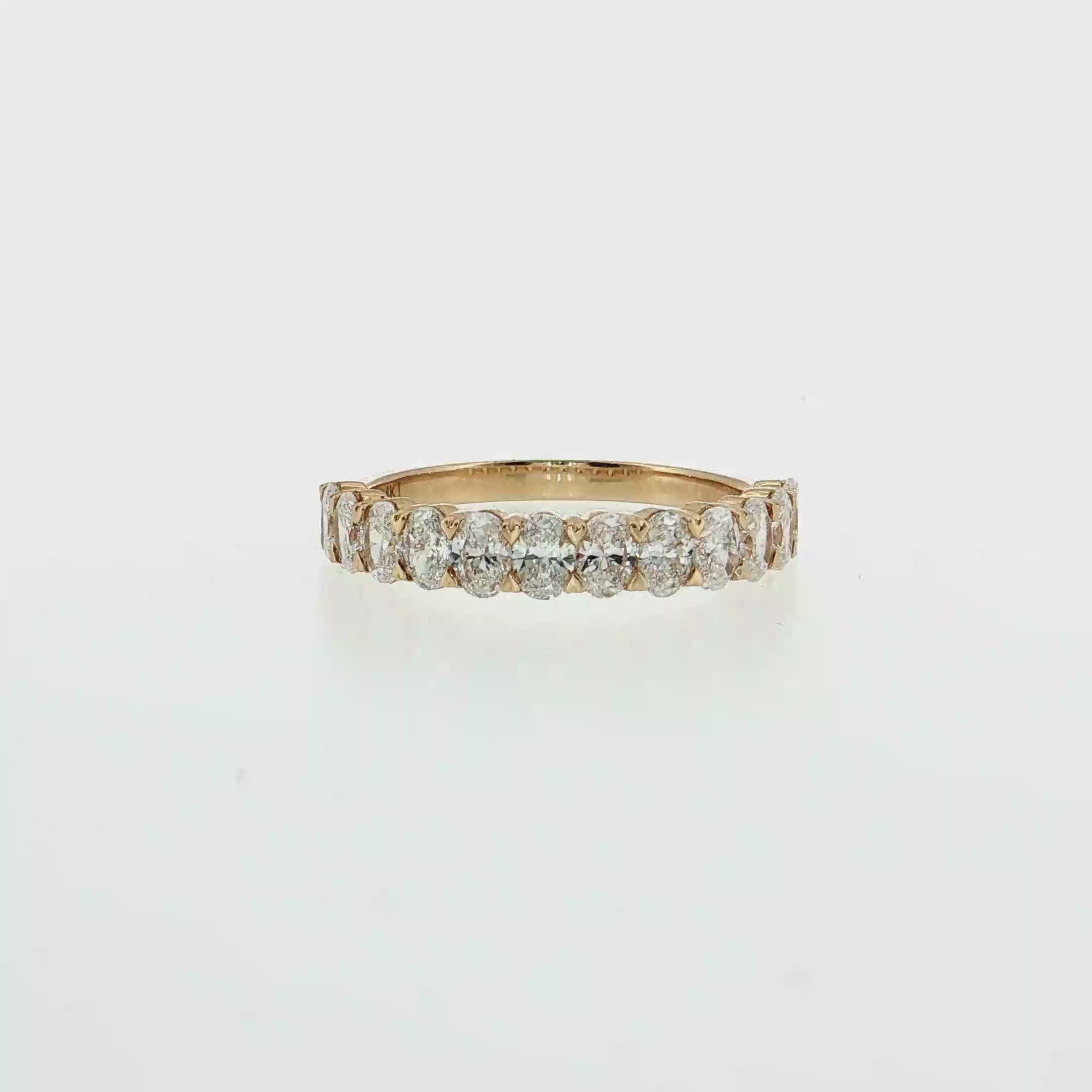14K Gold | Yellow Gold 1.17 cttw Oval Brilliant Cut Diamond Half Eternity Wedding/Anniversary Band