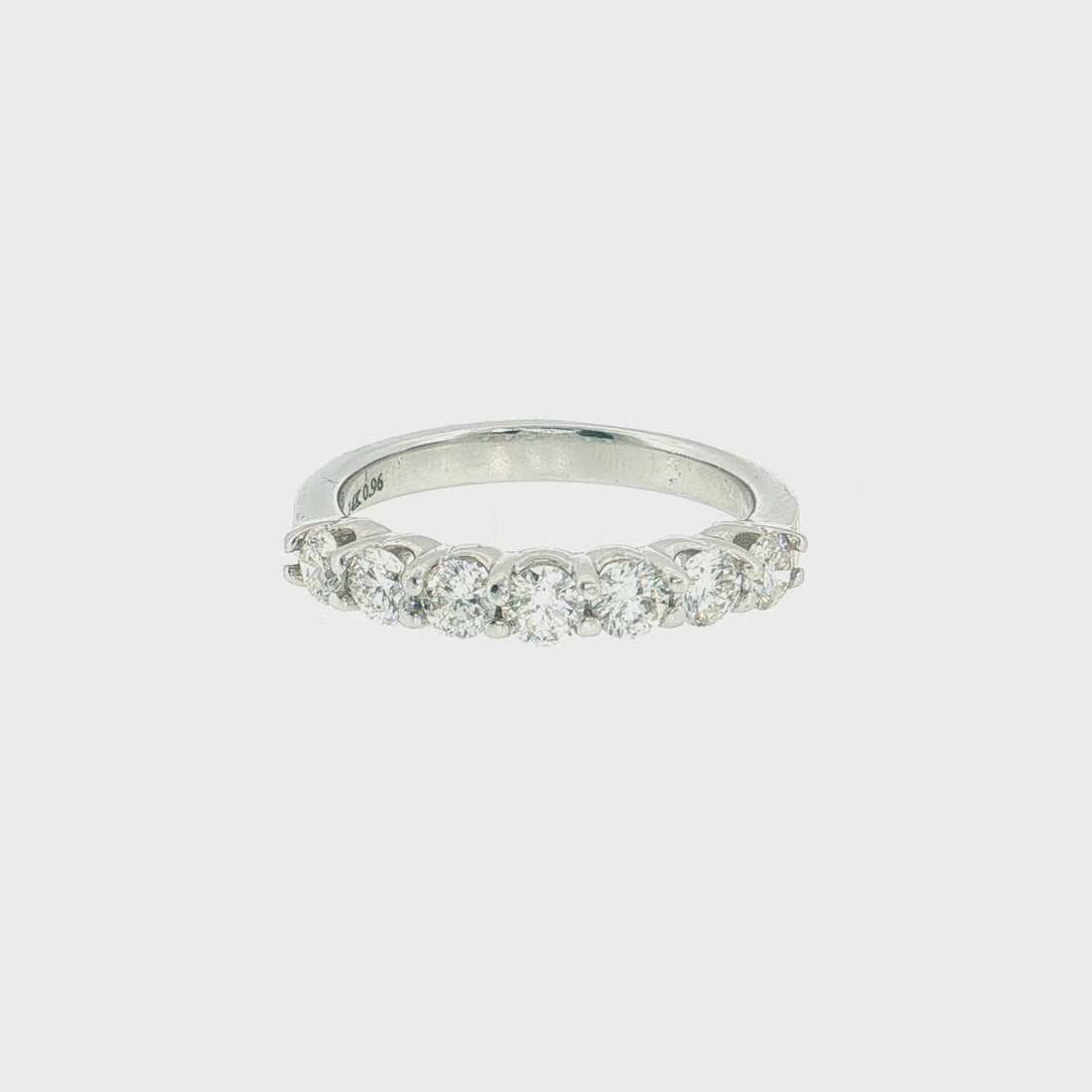 14K Gold |  0.96cttw White Gold Round Natural Diamond Half Eternity Wedding Band