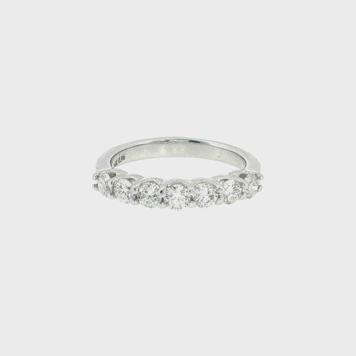 14K Gold |  0.96cttw White Gold Round Natural Diamond Half Eternity Wedding Band