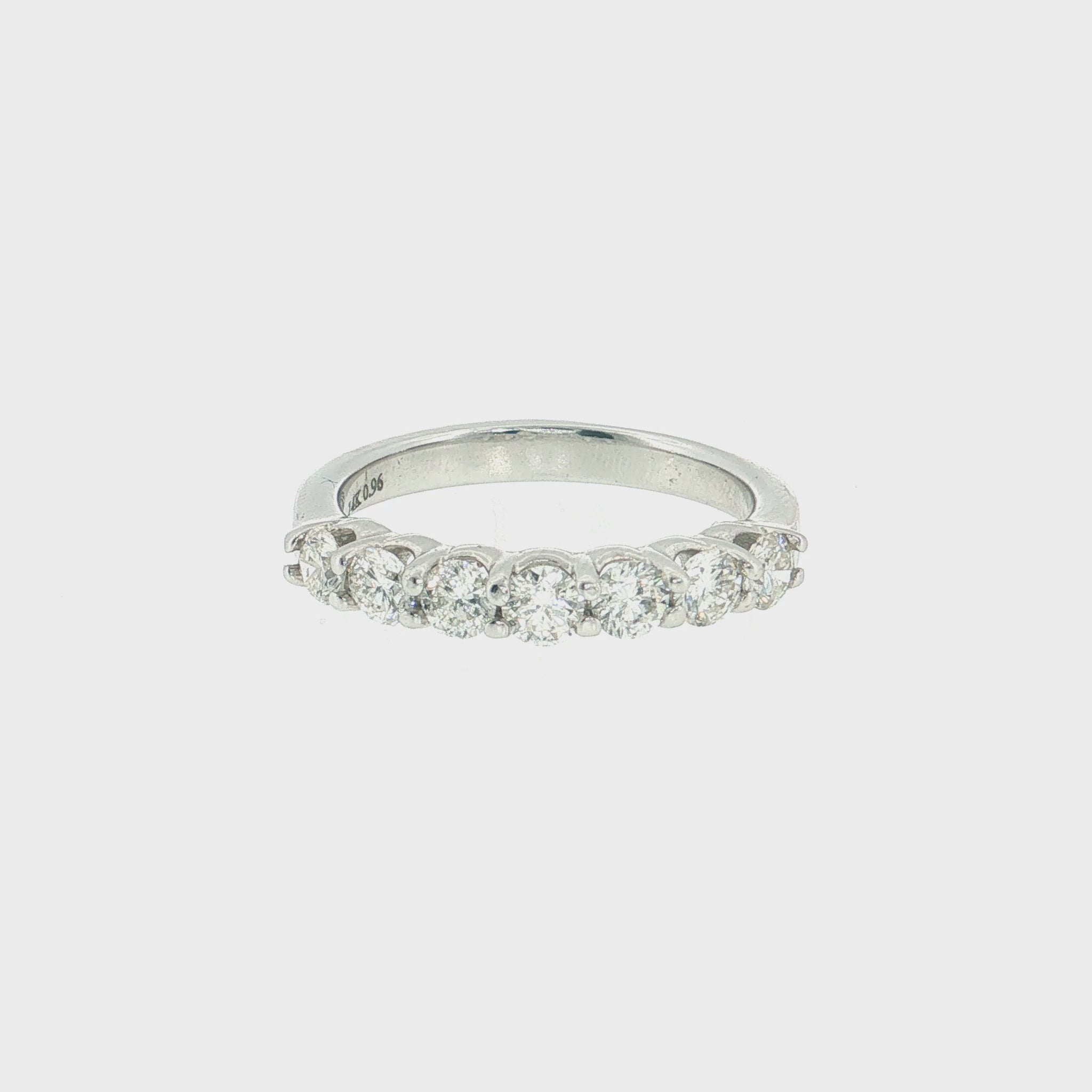 14K Gold |  0.96cttw White Gold Round Natural Diamond Half Eternity Wedding Band