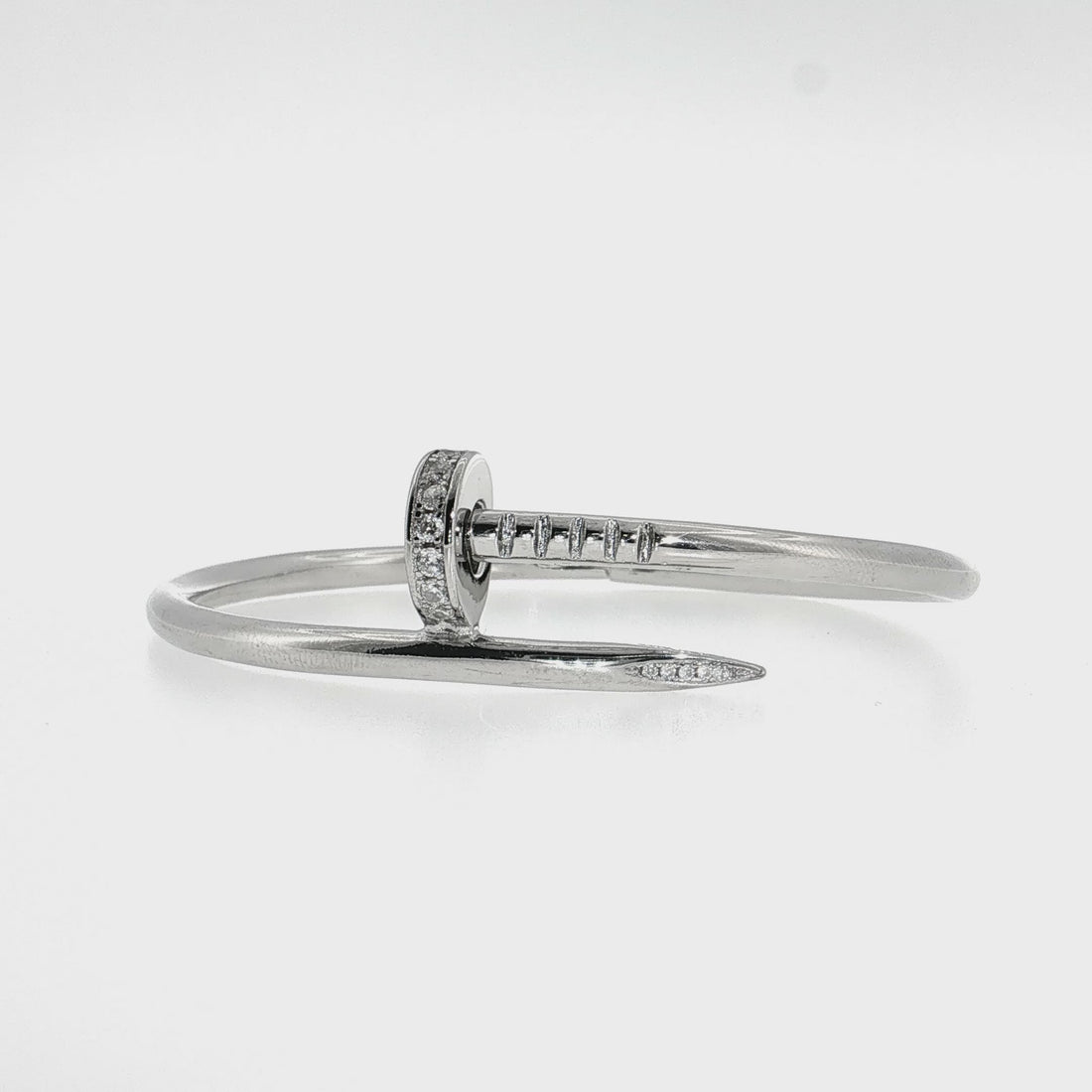 Sterling Silver | Plain CZ Nail Bangle