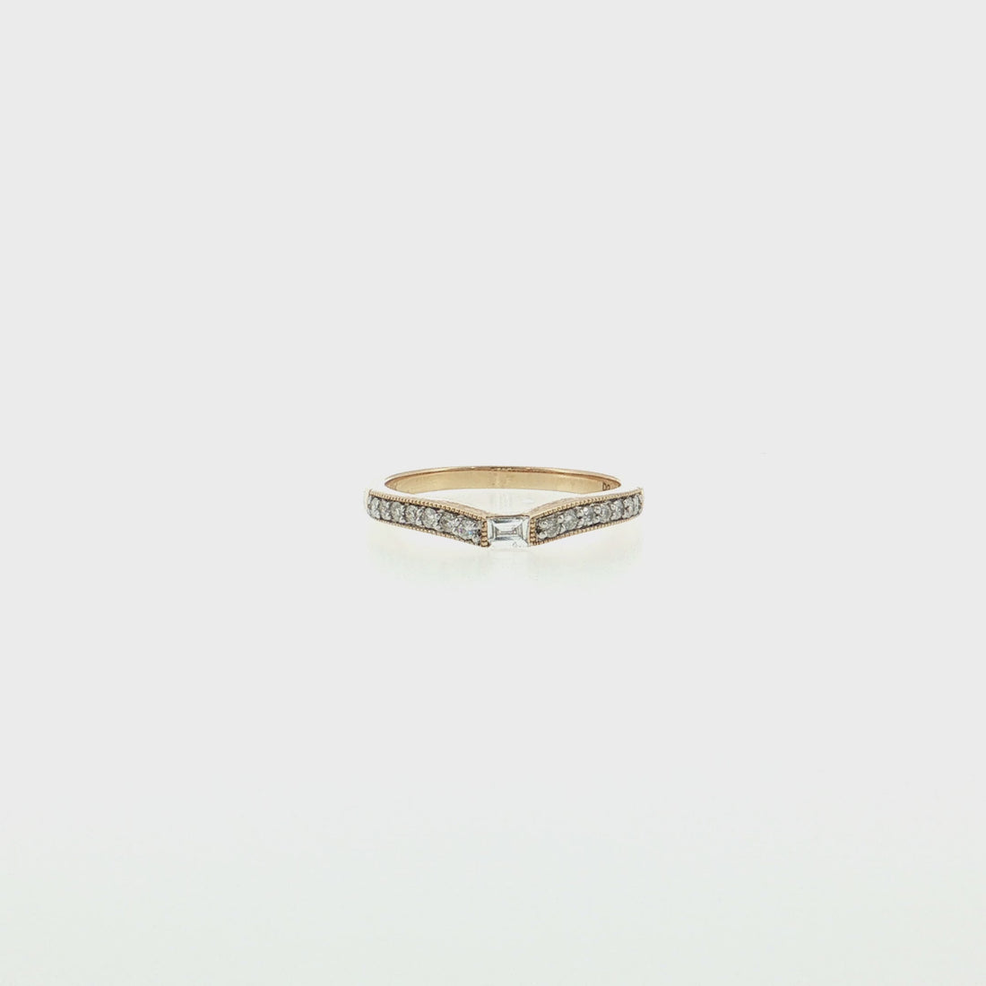 14K Gold | 0.25cttw YG Shadow Band with Bgt Center Natural Diamond Wedding Band