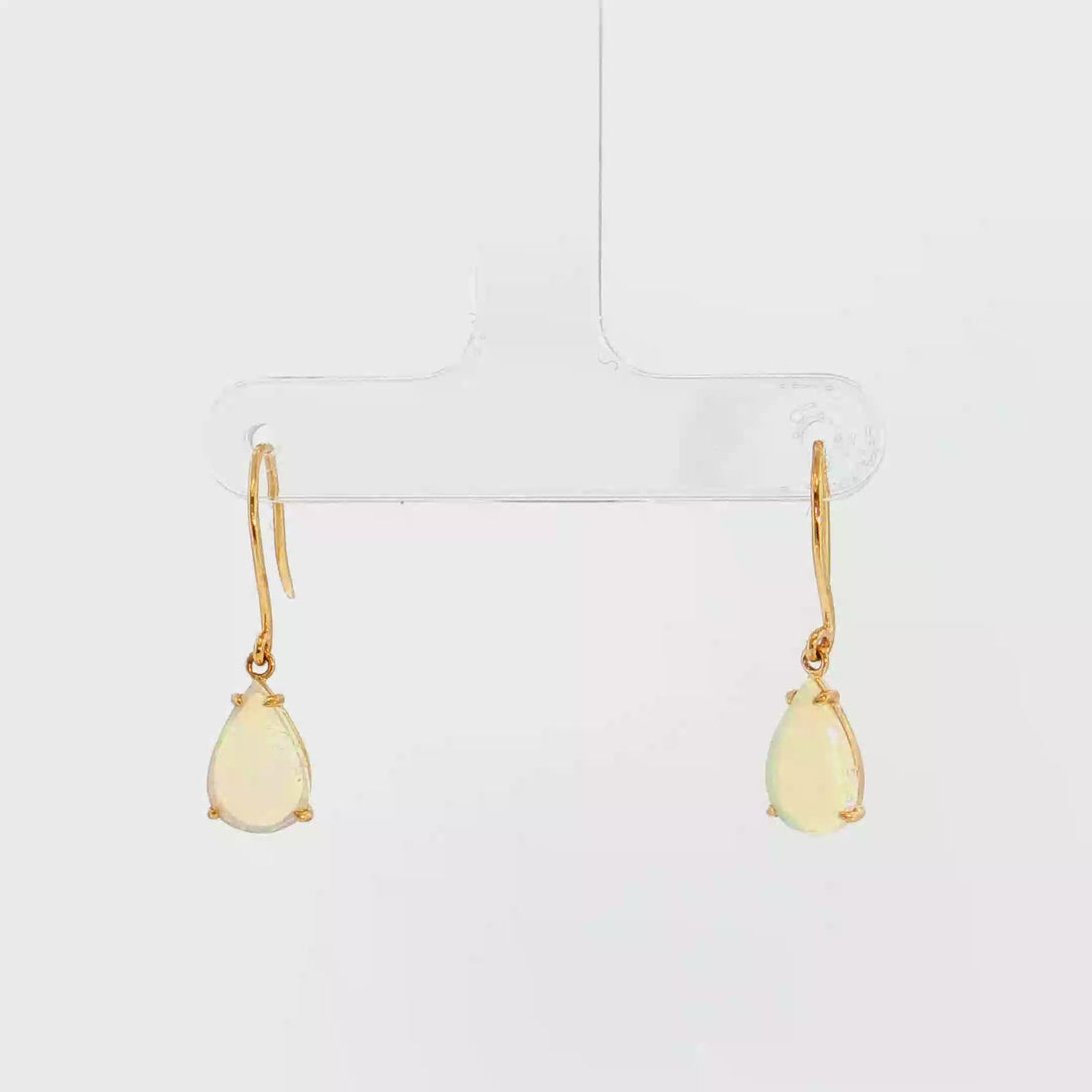 14K Gold | 1.3CT Pear Shaped Opal Earrings in Yellow Gold