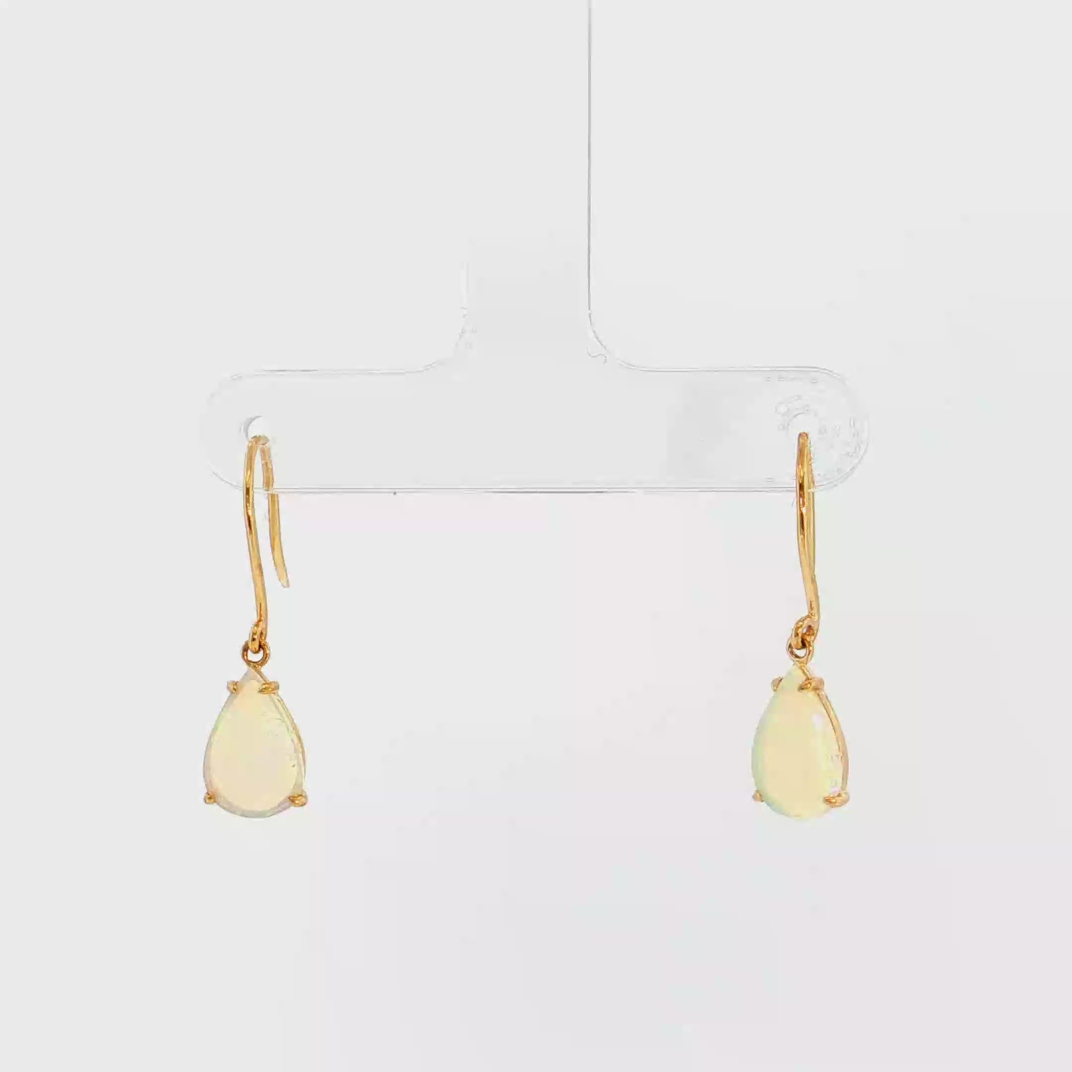 14K Gold | 1.3CT Pear Shaped Opal Earrings in Yellow Gold