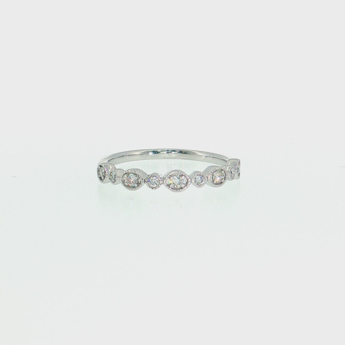 14K Gold | .16ct White Gold Natural Diamond Oval/Round Eternity Wedding Band