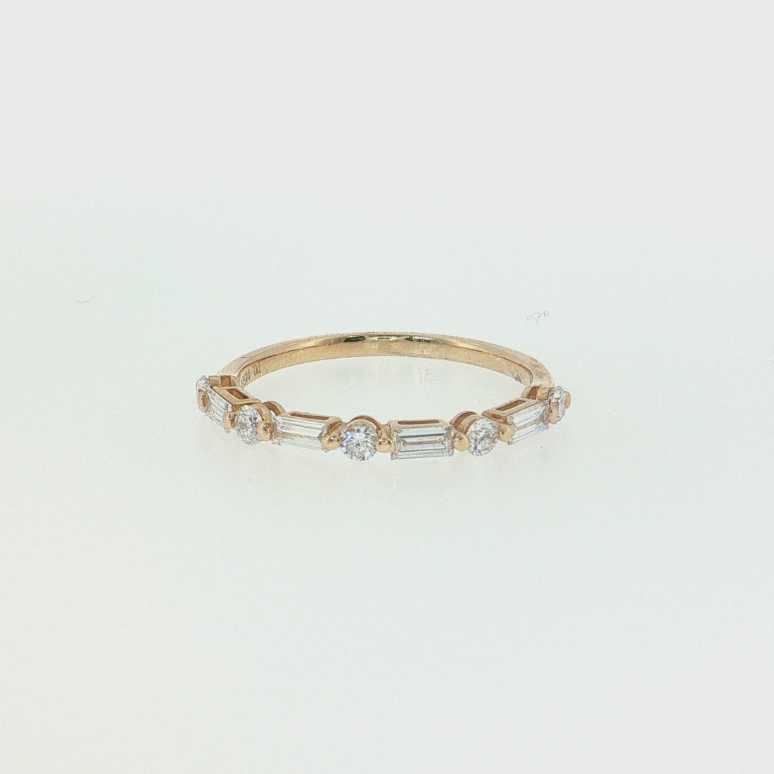 14K Gold | Yellow Gold .445cttw Baguette and Round Lab Diamond Wedding/Anniversary Band