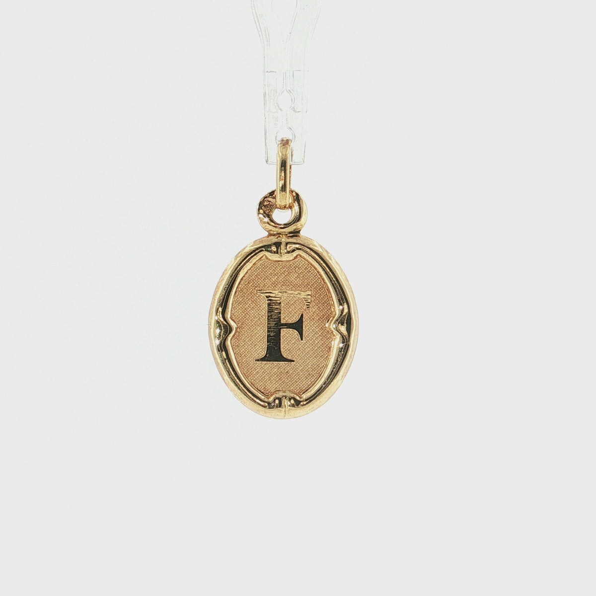 19.2K Portuguese Gold Oval Initial Letter "F" Charms Video