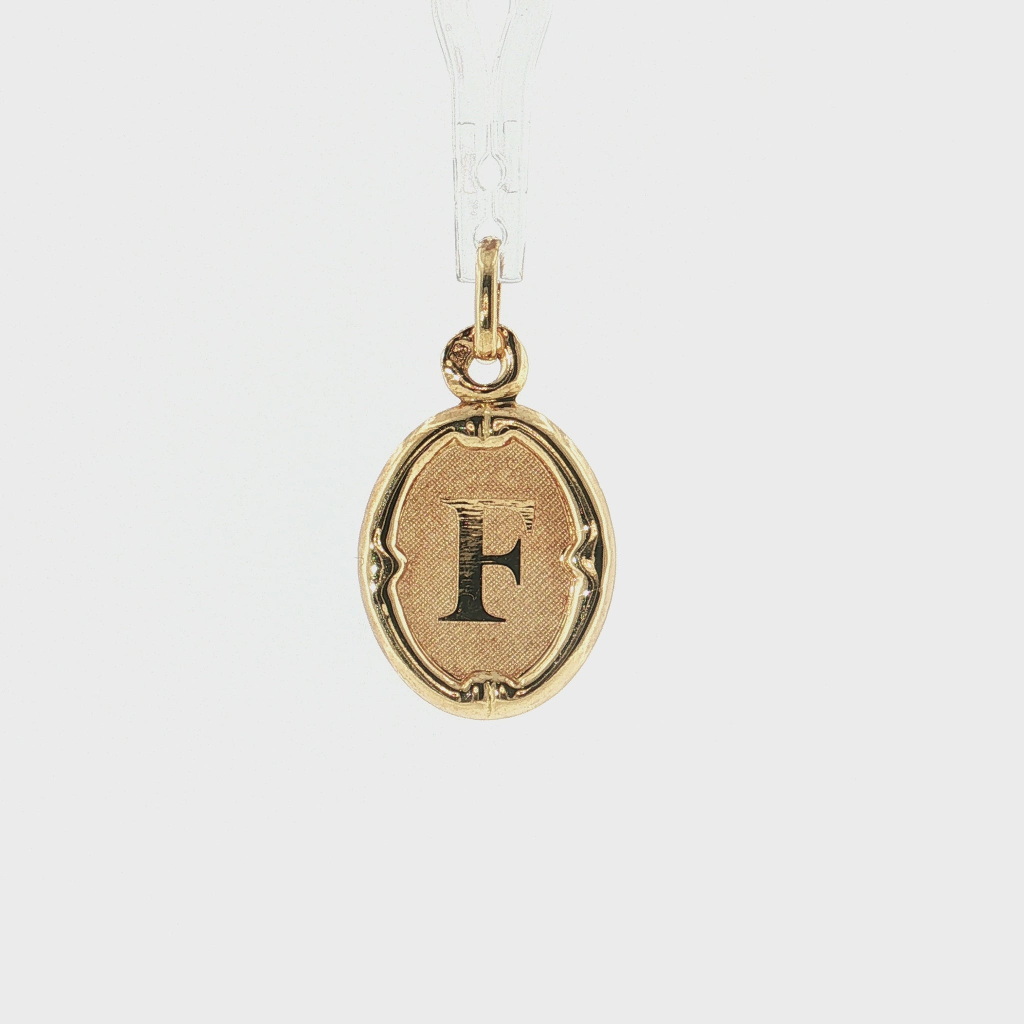 19.2K Portuguese Gold Oval Initial Letter "F" Charms Video