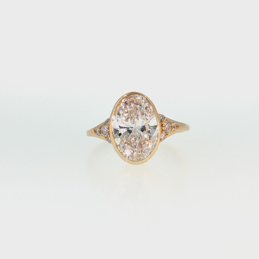 14K Gold | Yellow Gold 3.06CT Oval Bezel Brilliant Cut Lab Diamond Engagement Ring