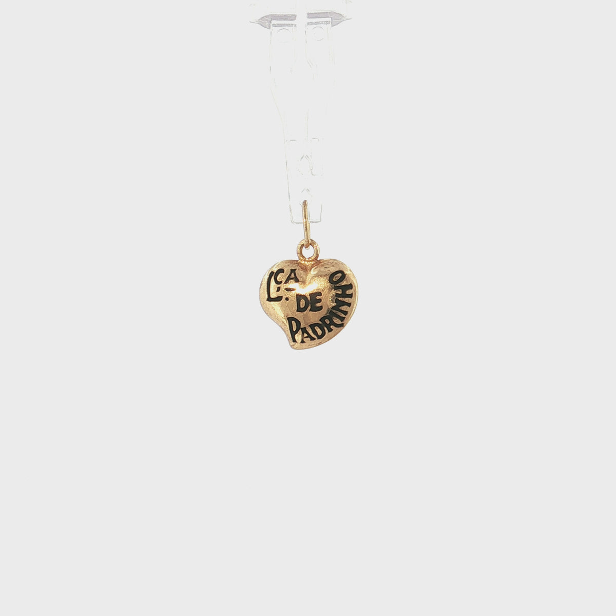 19.2K Portuguese Gold Heart Charm Lca. De Padrinho Godfather Large Video