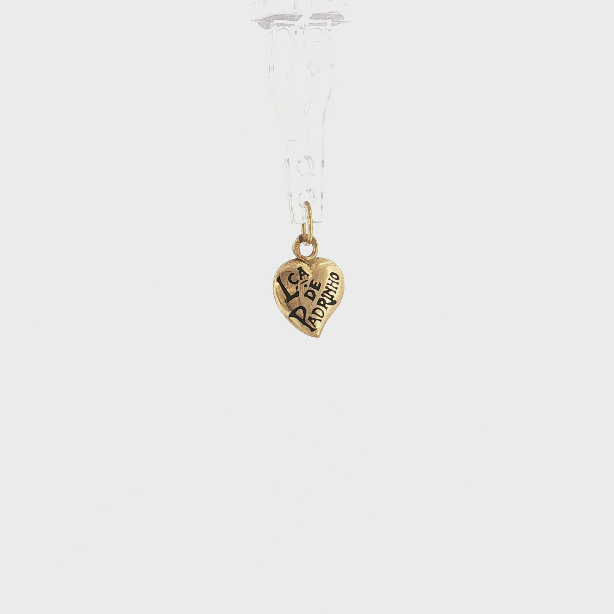 19.2K Portuguese Gold Heart Charm Lca. De Padrinho Godfather Small Video