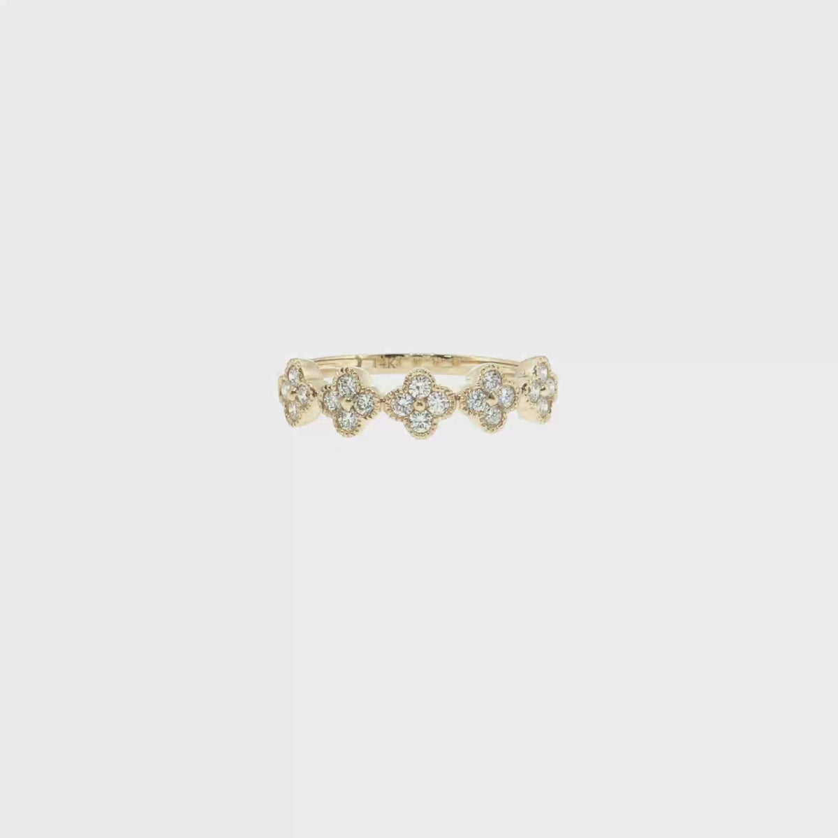 14K Gold | 0.28 cttw Natural Diamond Florette Clover Ring